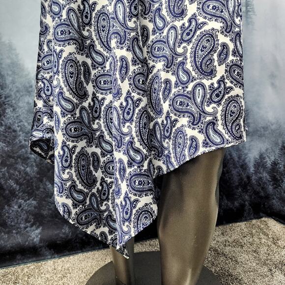 Banana Republic One Shoulder Asymmetrical Blue Paisley Dress | Women's 8 - Picture 4 of 10